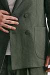 giacca in lino doppio petto verde men Marsēm - 6