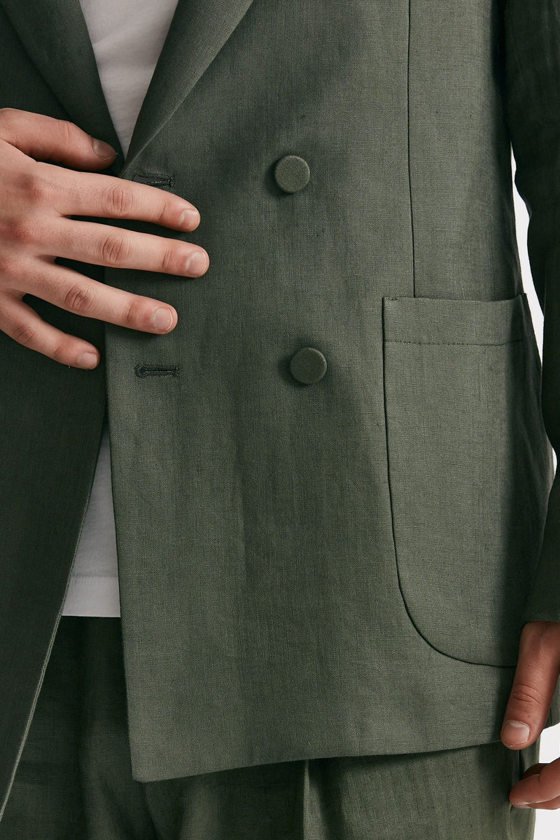 giacca in lino doppio petto verde men Marsēm - 6