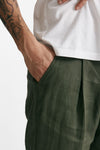 pantalone gamba ampia in lino verde men Marsēm - 4