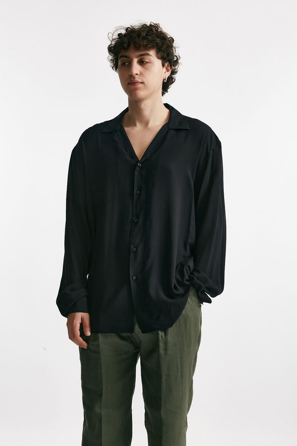 camicia in ryon viscosa nero men Marsēm