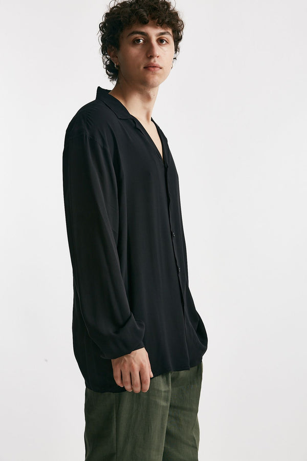 camicia in ryon viscosa nero men Marsēm