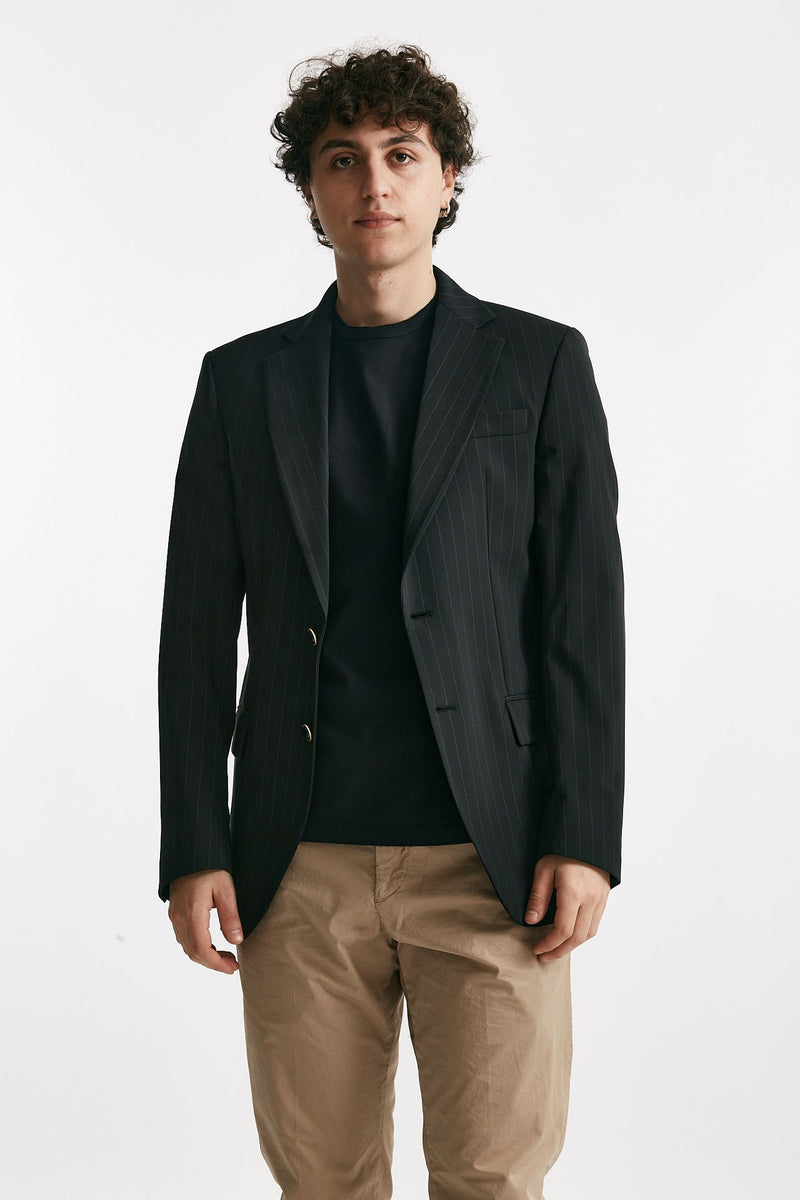 giacca in poliestere e lana stretch gessato nero men Marsēm - 1