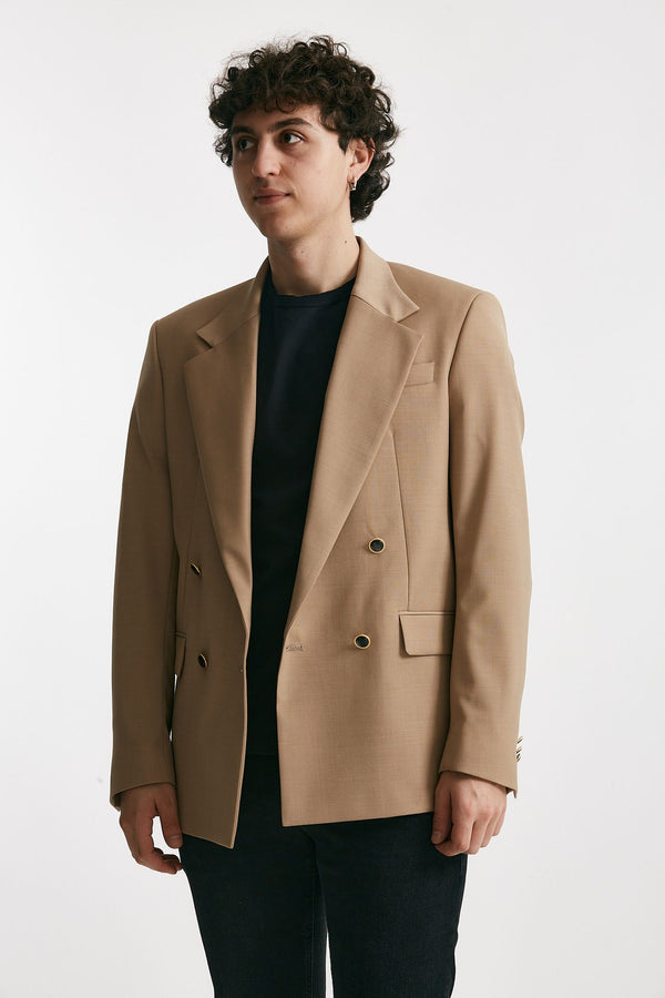 giacca in doppio petto stretch beige men Marsēm