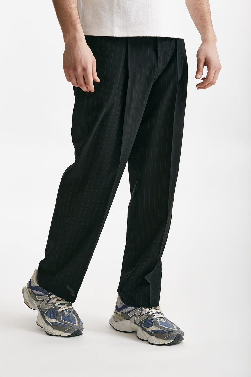 pantalone poliestere e lana stretch gessato nero men Marsēm - 4
