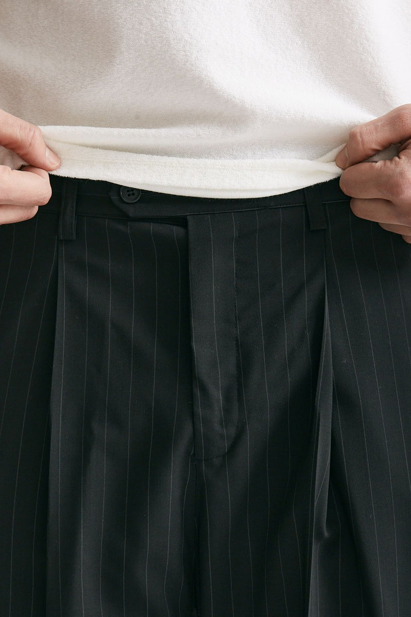 pantalone poliestere e lana stretch gessato nero men Marsēm - 5