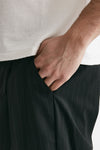 pantalone poliestere e lana stretch gessato nero men Marsēm - 6