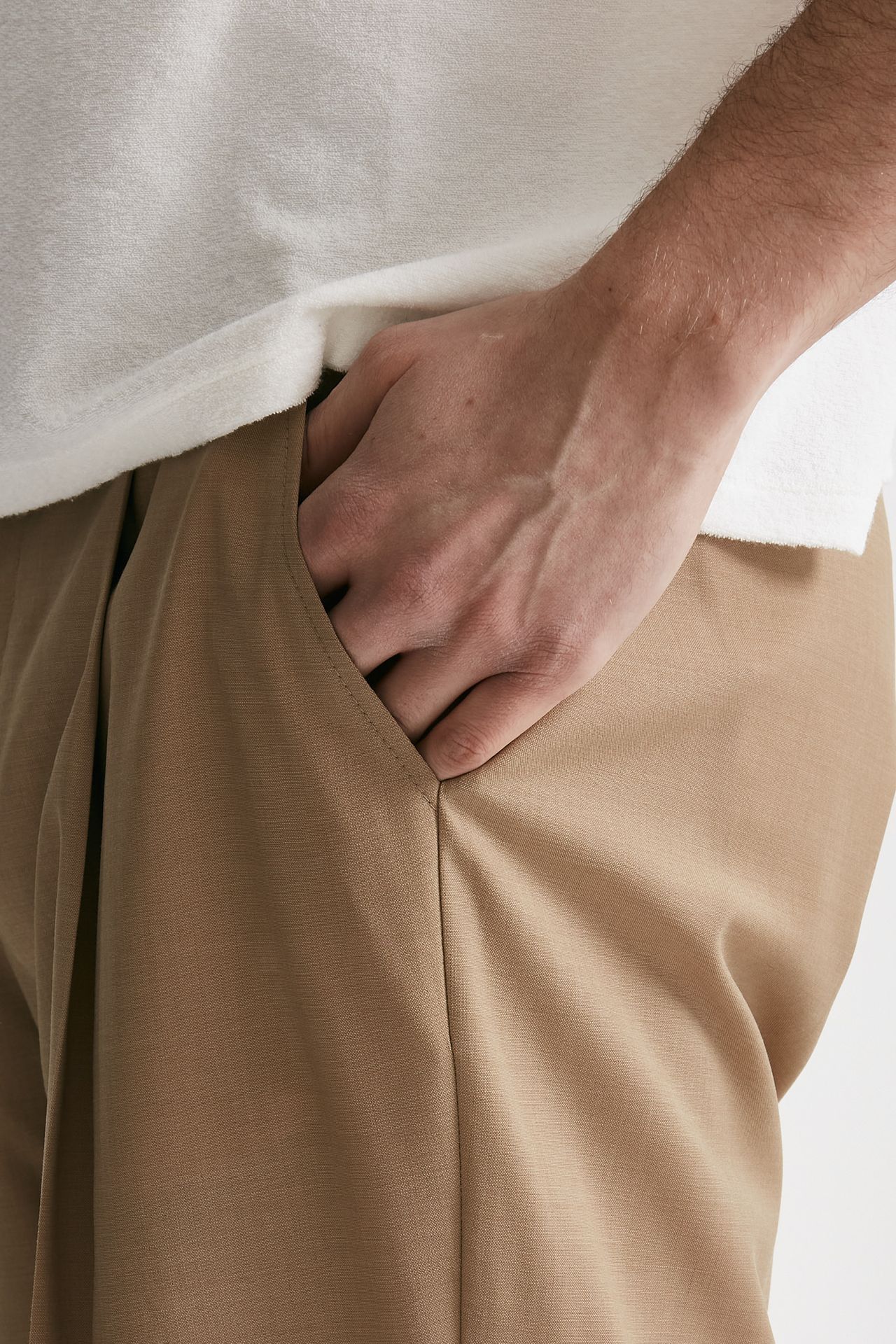 pantalone poliestere e lana stretch beige men Marsēm - 6