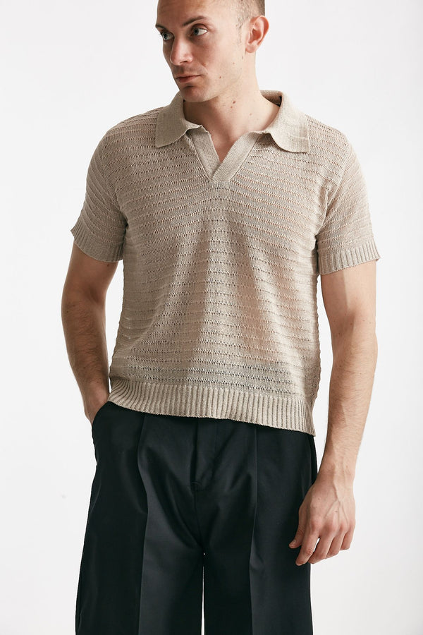 polo in maglia lino poliammide tortora men Marsēm