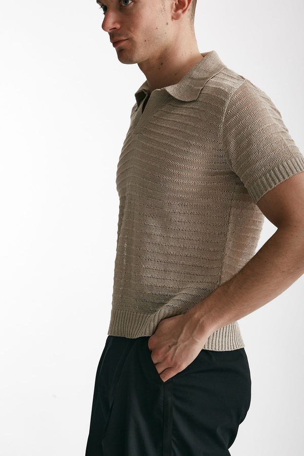 polo in maglia lino poliammide tortora men Marsēm