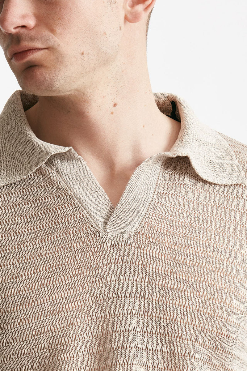 polo in maglia lino poliammide tortora men Marsēm - 5