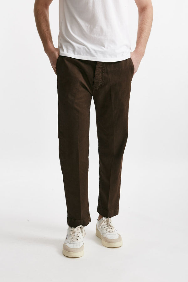 pantalone chino tim in cotone/lino cioccolato men Nine in the morning
