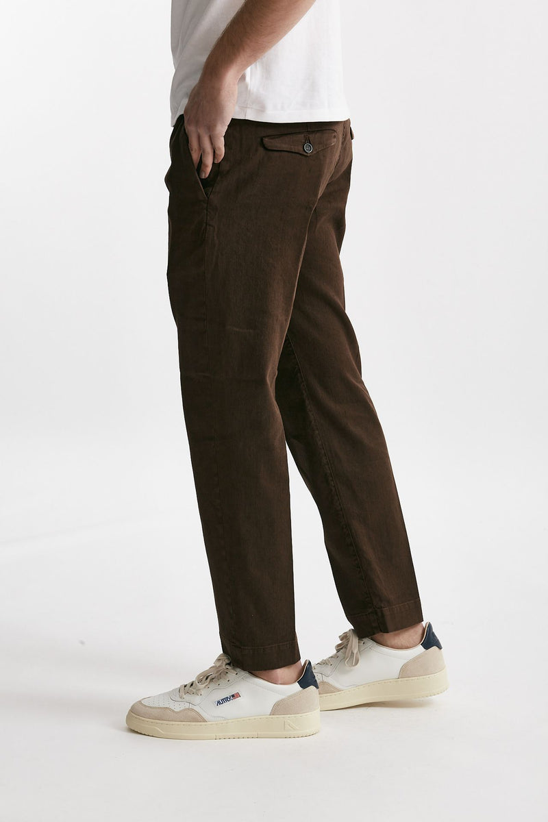 pantalone chino tim in cotone/lino cioccolato men Nine in the morning - 2
