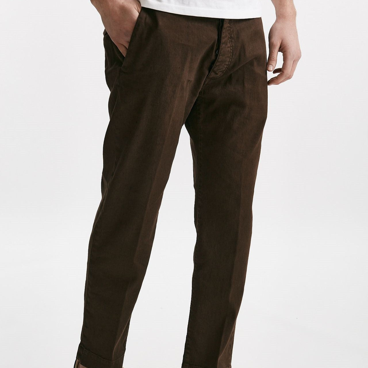 pantalone chino tim in cotone/lino cioccolato men Nine in the morning - 8
