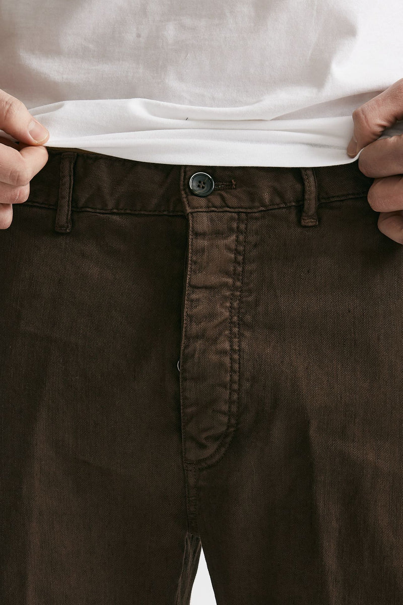 pantalone chino tim in cotone/lino cioccolato men Nine in the morning - 5