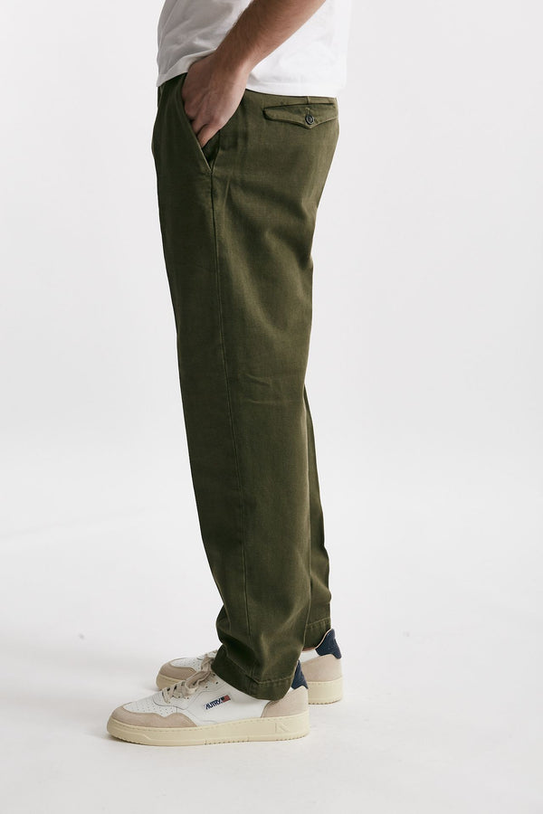 pantalone chino tim  in cotone fermo verde oliva men Nine in the morning