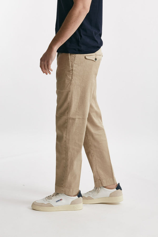 pantalone chino tim in cotone/lino sabbia men Nine in the morning