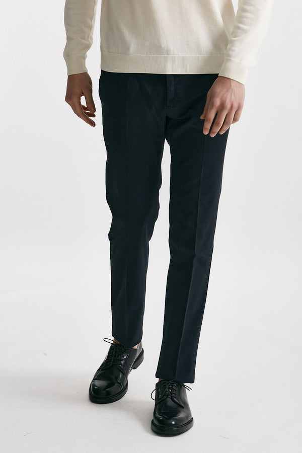 pantalone in cotone lavato stretch slim fit blu men Pt torino