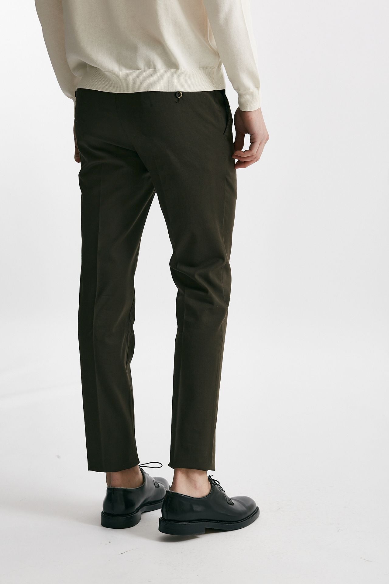 pantalone in cotone lavato stretch slim fit marrone men Pt torino - 3