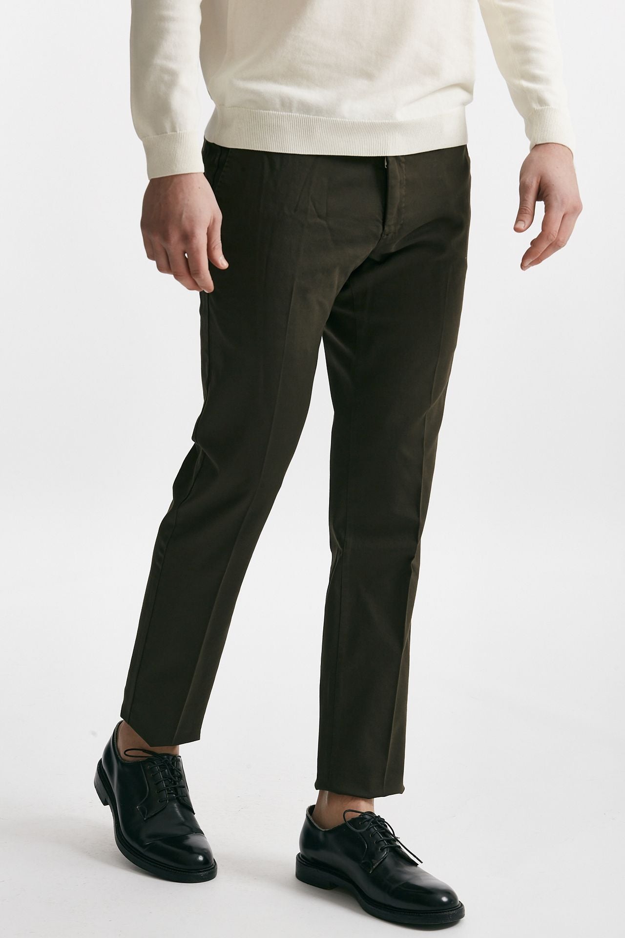 pantalone in cotone lavato stretch slim fit marrone men Pt torino - 4
