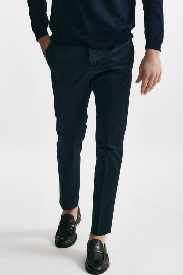 pantalone in cotone raso stretch edge- dieci blu men Pt torino