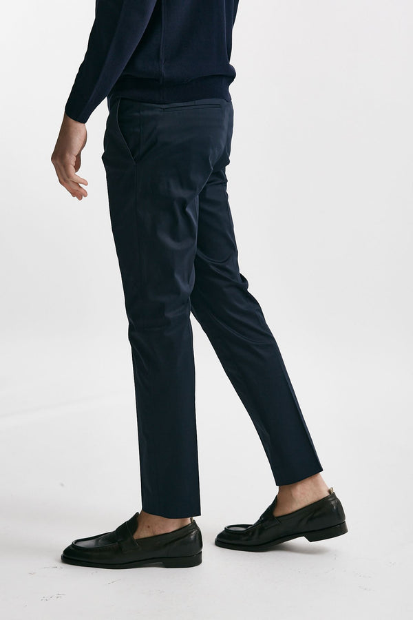 pantalone in cotone raso stretch edge- dieci blu men Pt torino
