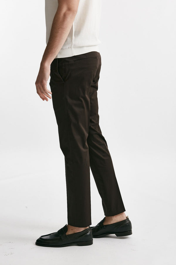 pantalone in cotone raso stretch edge- dieci marrone men Pt torino
