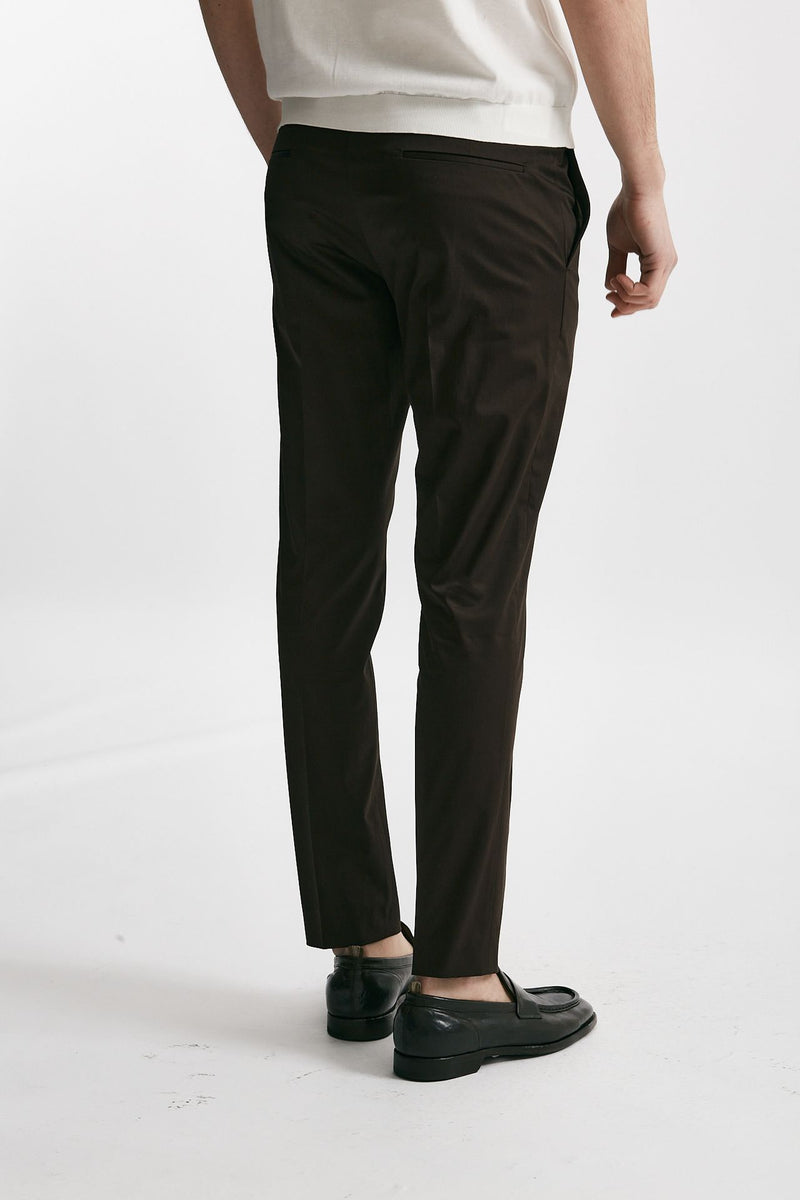 pantalone in cotone raso stretch edge- dieci marrone men Pt torino - 3