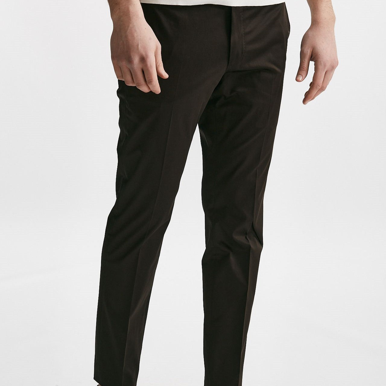 pantalone in cotone raso stretch edge- dieci marrone men Pt torino - 7