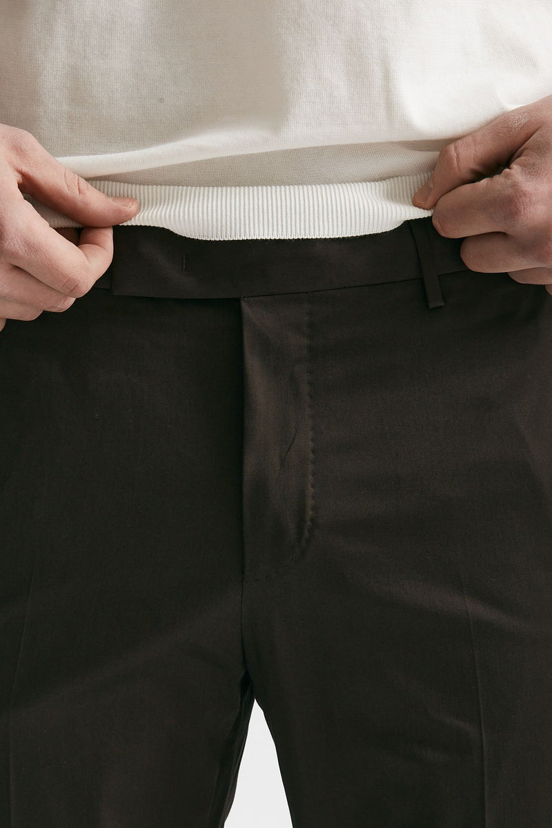 pantalone in cotone raso stretch edge- dieci marrone men Pt torino - 4