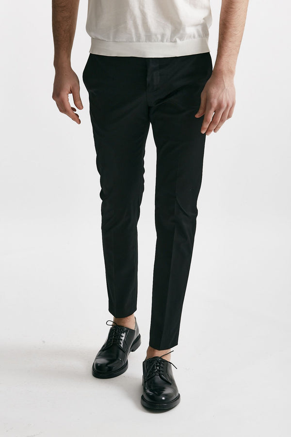 pantalone in cotone raso stretch edge- dieci nero men Pt torino
