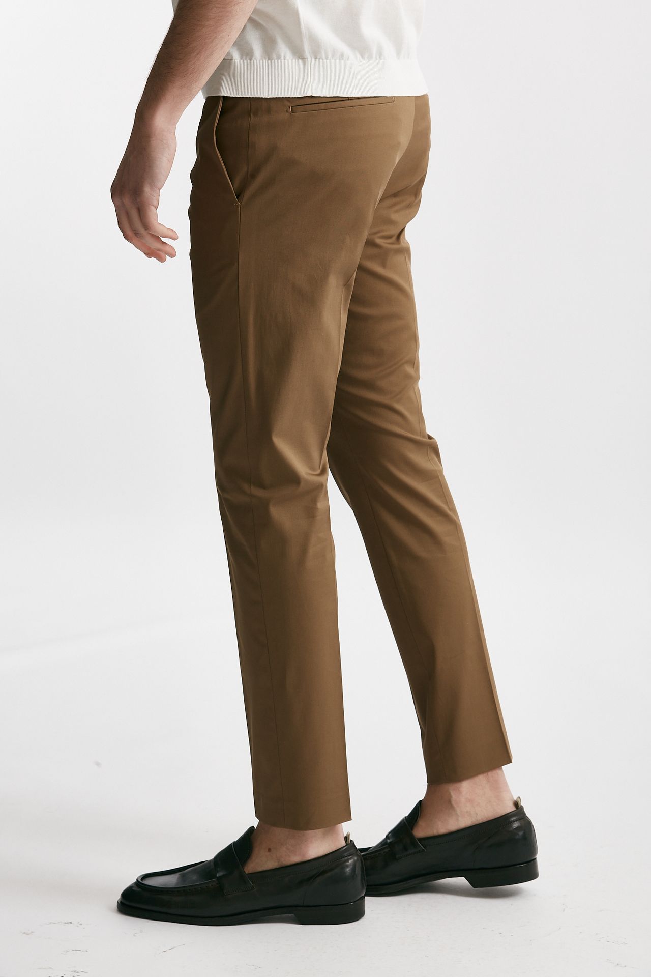pantalone in cotone raso stretch edge- dieci cammello men Pt torino - 2