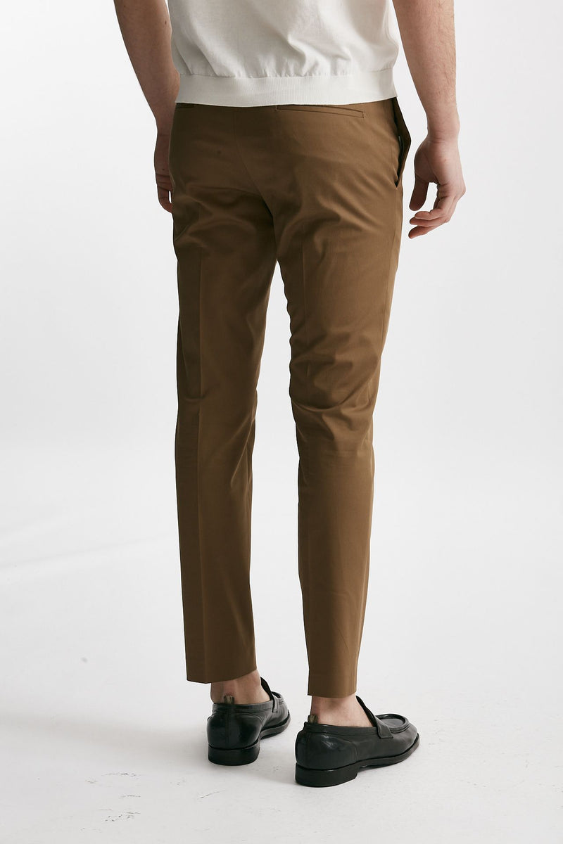 pantalone in cotone raso stretch edge- dieci cammello men Pt torino - 3