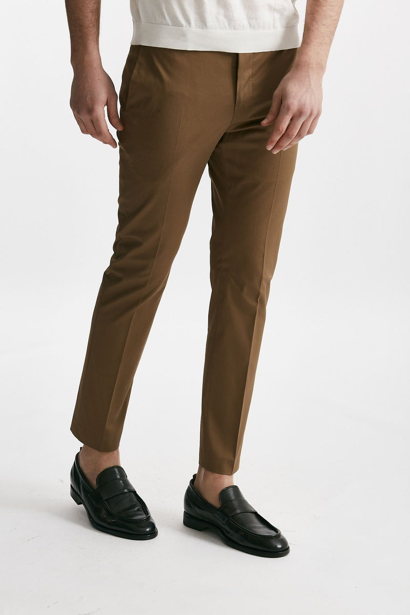 pantalone in cotone raso stretch edge- dieci cammello men Pt torino - 4
