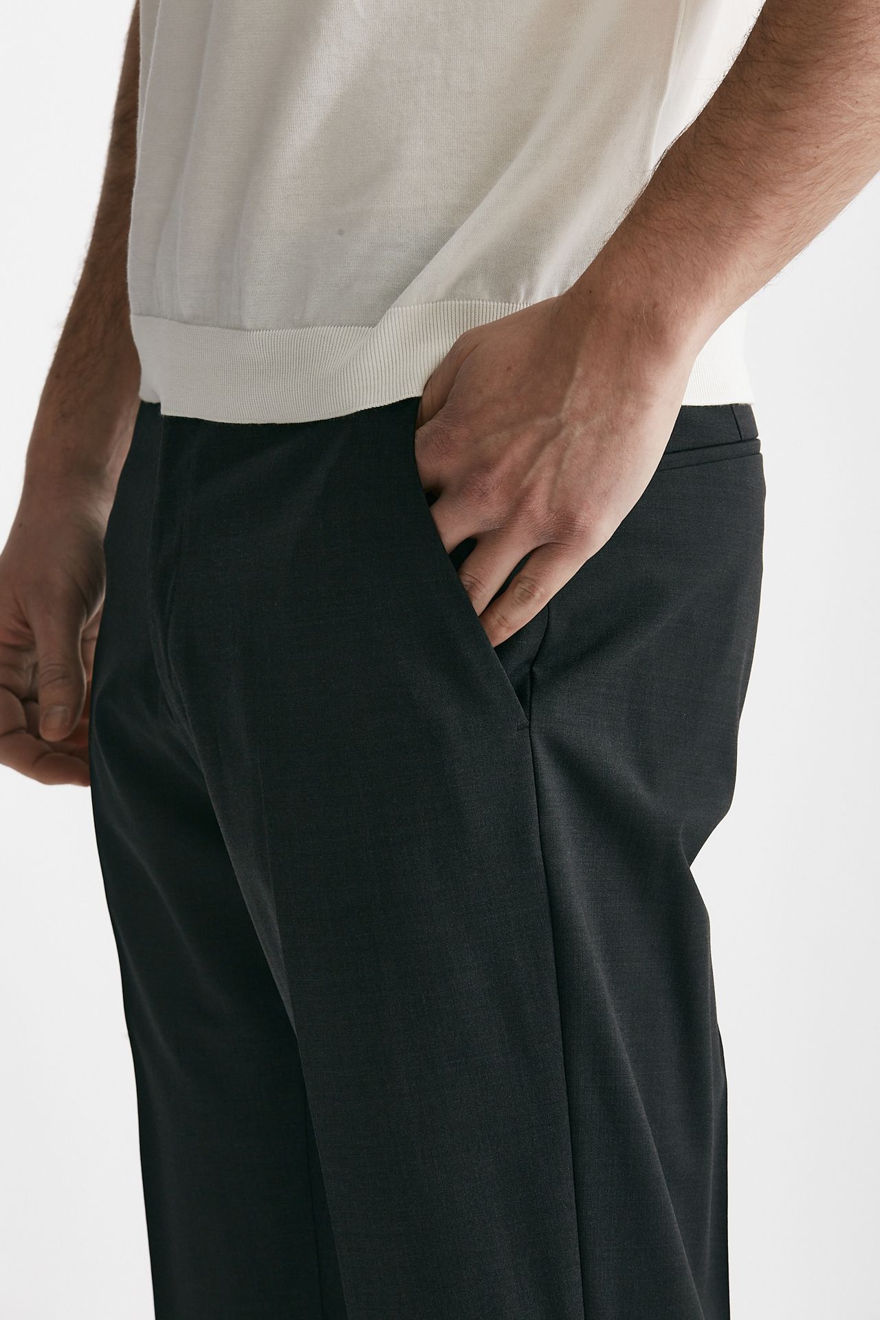 pantalone in lana stretch edge-rebel grigio antracite men Pt torino - 6