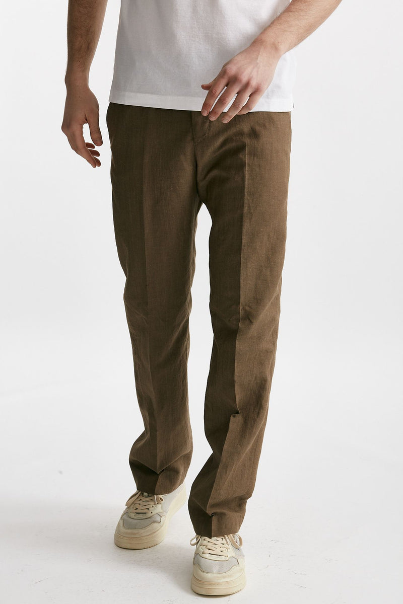 pantalone in lino e lana michael cammello men Pt torino - 1