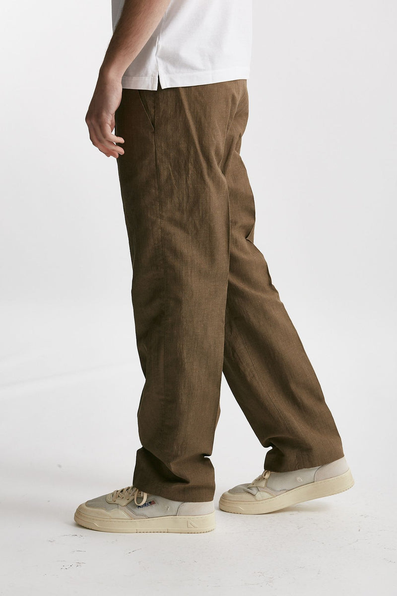 pantalone in lino e lana michael cammello men Pt torino - 2