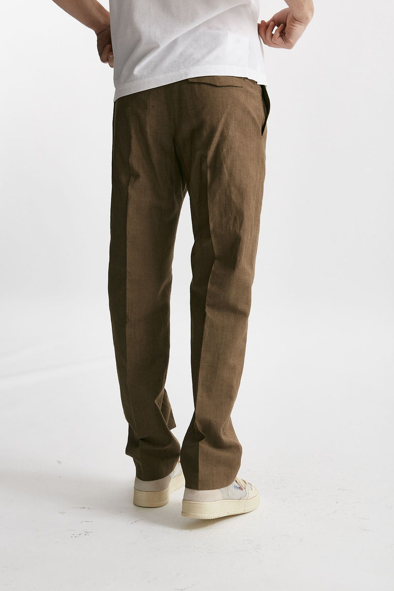 pantalone in lino e lana michael cammello men Pt torino - 3