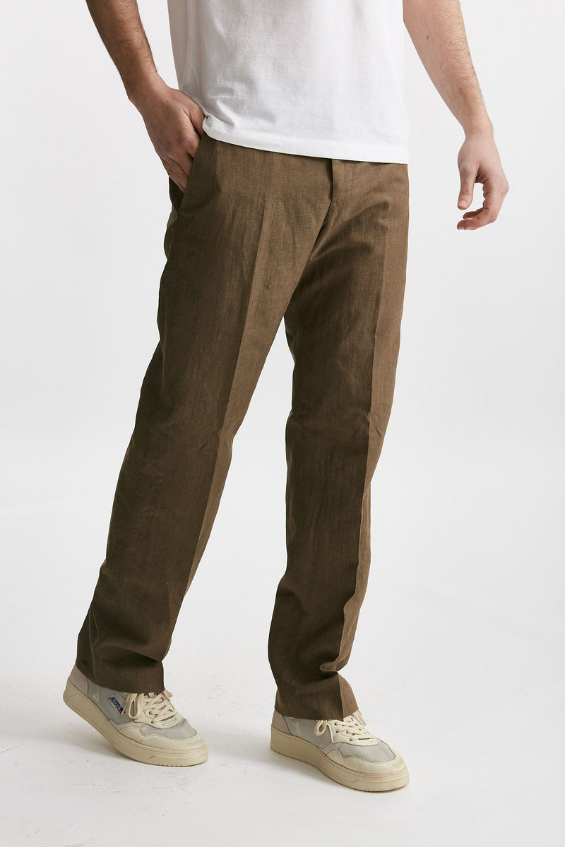 pantalone in lino e lana michael cammello men Pt torino - 4