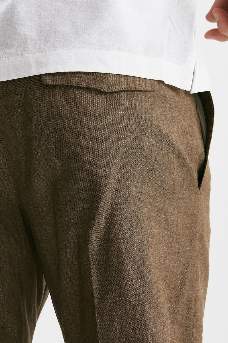 pantalone in lino e lana michael cammello men Pt torino - 7