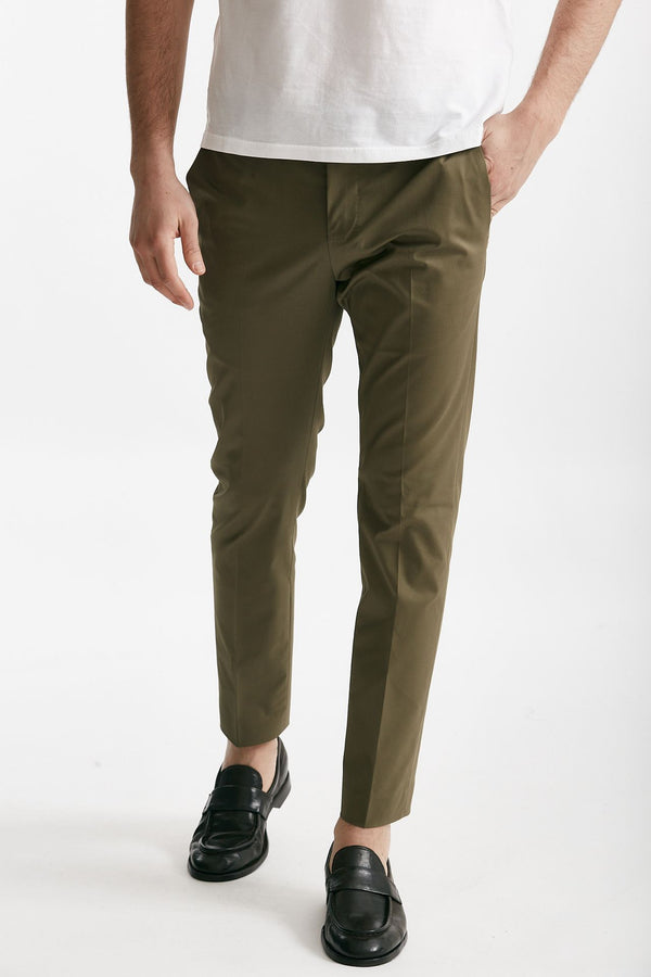 pantalone edge- dieci in cotone raso stretch verde men Pt torino