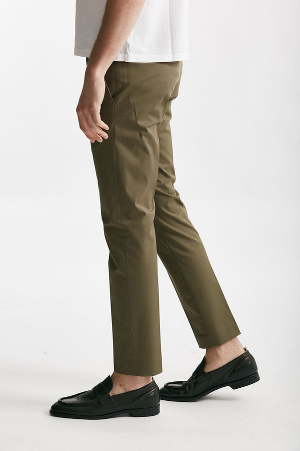 pantalone edge- dieci in cotone raso stretch verde men Pt torino