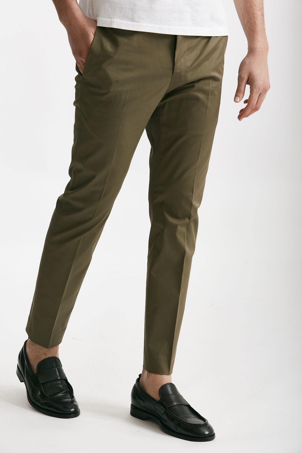 pantalone edge- dieci in cotone raso stretch verde men Pt torino - 4