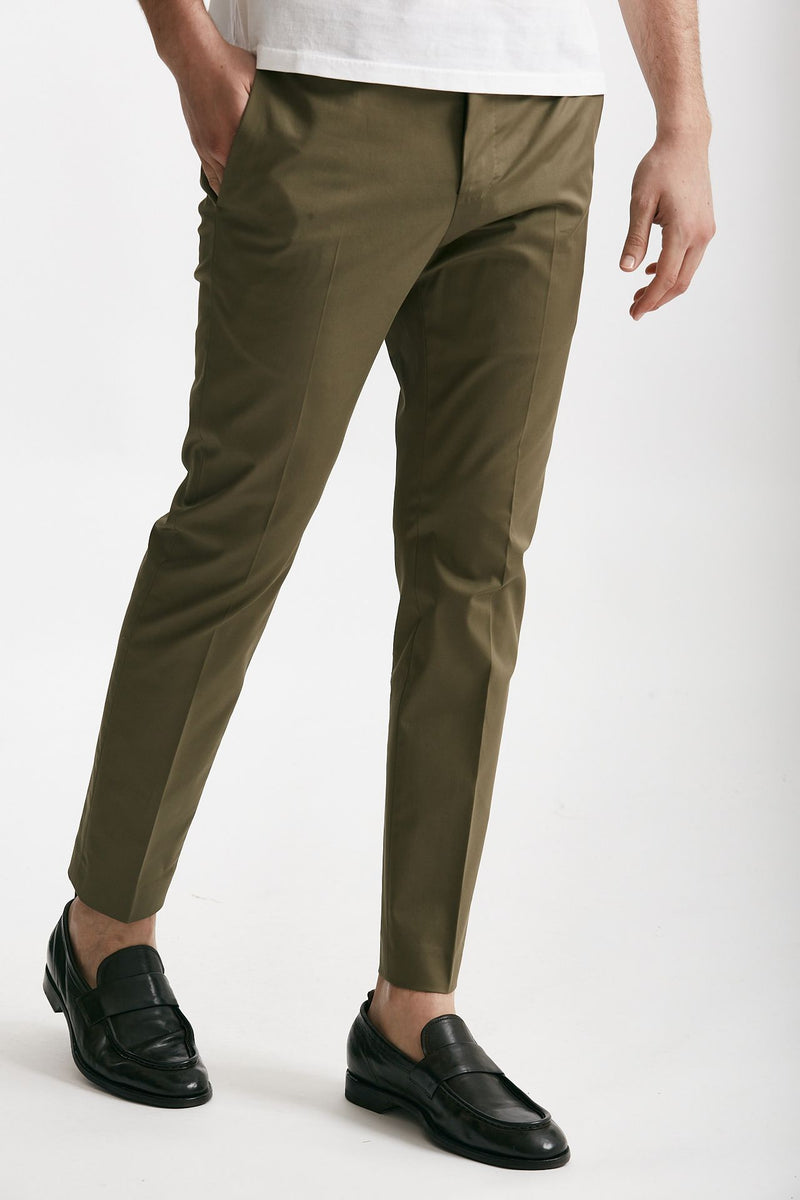 pantalone edge- dieci in cotone raso stretch verde men Pt torino - 4