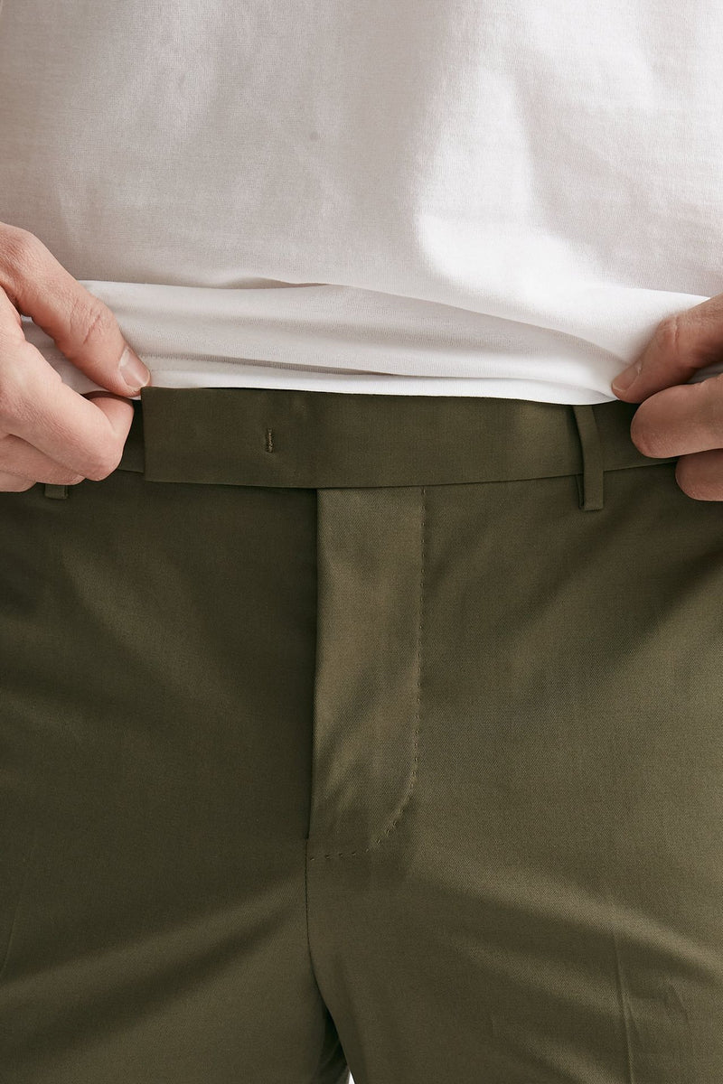 pantalone edge- dieci in cotone raso stretch verde men Pt torino - 5