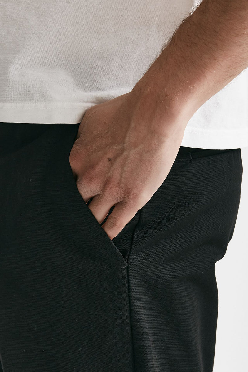 pantalone edge-rebel in cotone e lino nero men Pt torino - 6