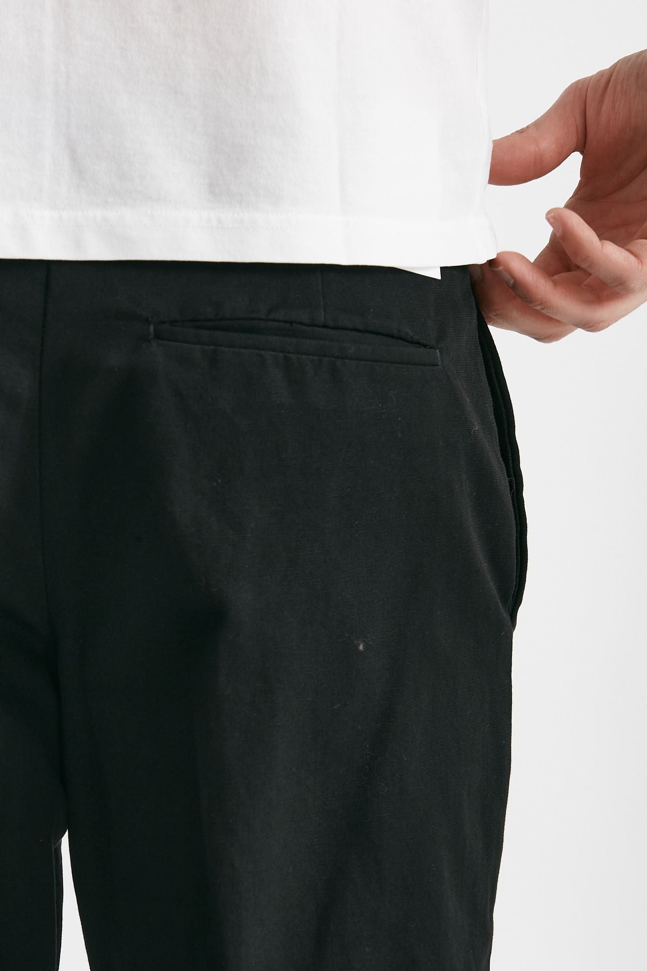 pantalone edge-rebel in cotone e lino nero men Pt torino - 7