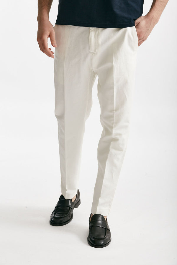 pantalone edge-rebel in cotone e lino bianco men Pt torino