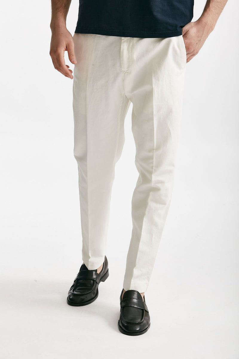 pantalone edge-rebel in cotone e lino bianco men Pt torino - 1