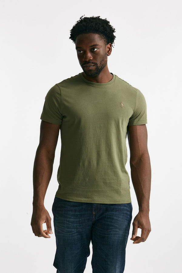 t-shirt in cotone verde militare men Polo ralph lauren