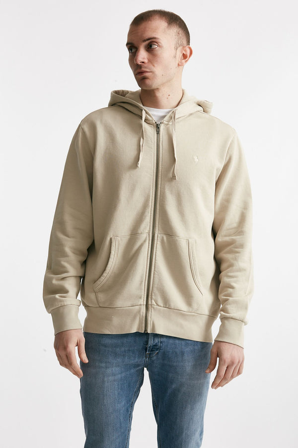 felpa cappuccio in cotone lavato beige men Polo ralph lauren